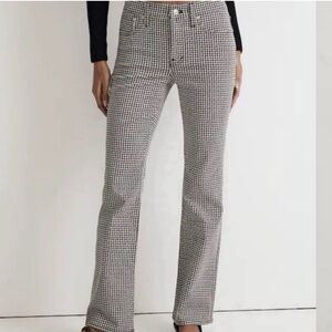 Madewell houndstooth crop jeans size 27, green/brown/black houndstooth